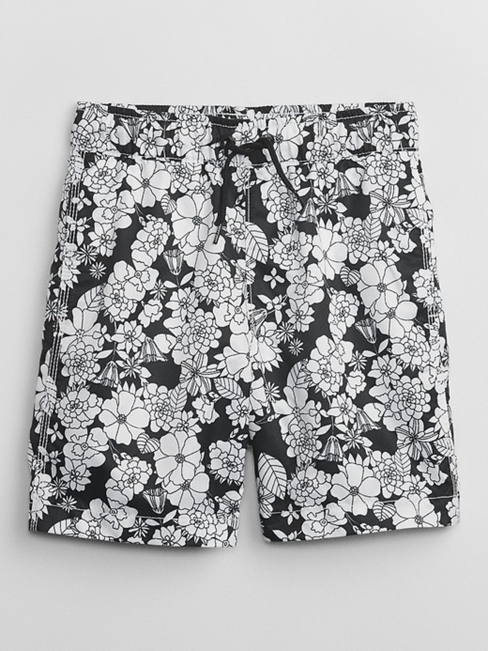 GAP Black & White Floral Kids Swim Trunks